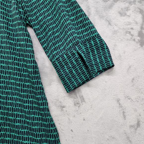 Banana Republic Top Womens Size XL Green Blue Back Button Crop Slit Sleeve - Picture 4 of 10